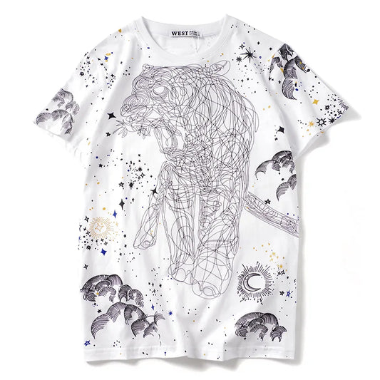 T-shirt galaxie tigre blanc