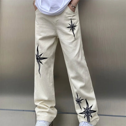 Pantalon blanc étoiles noires